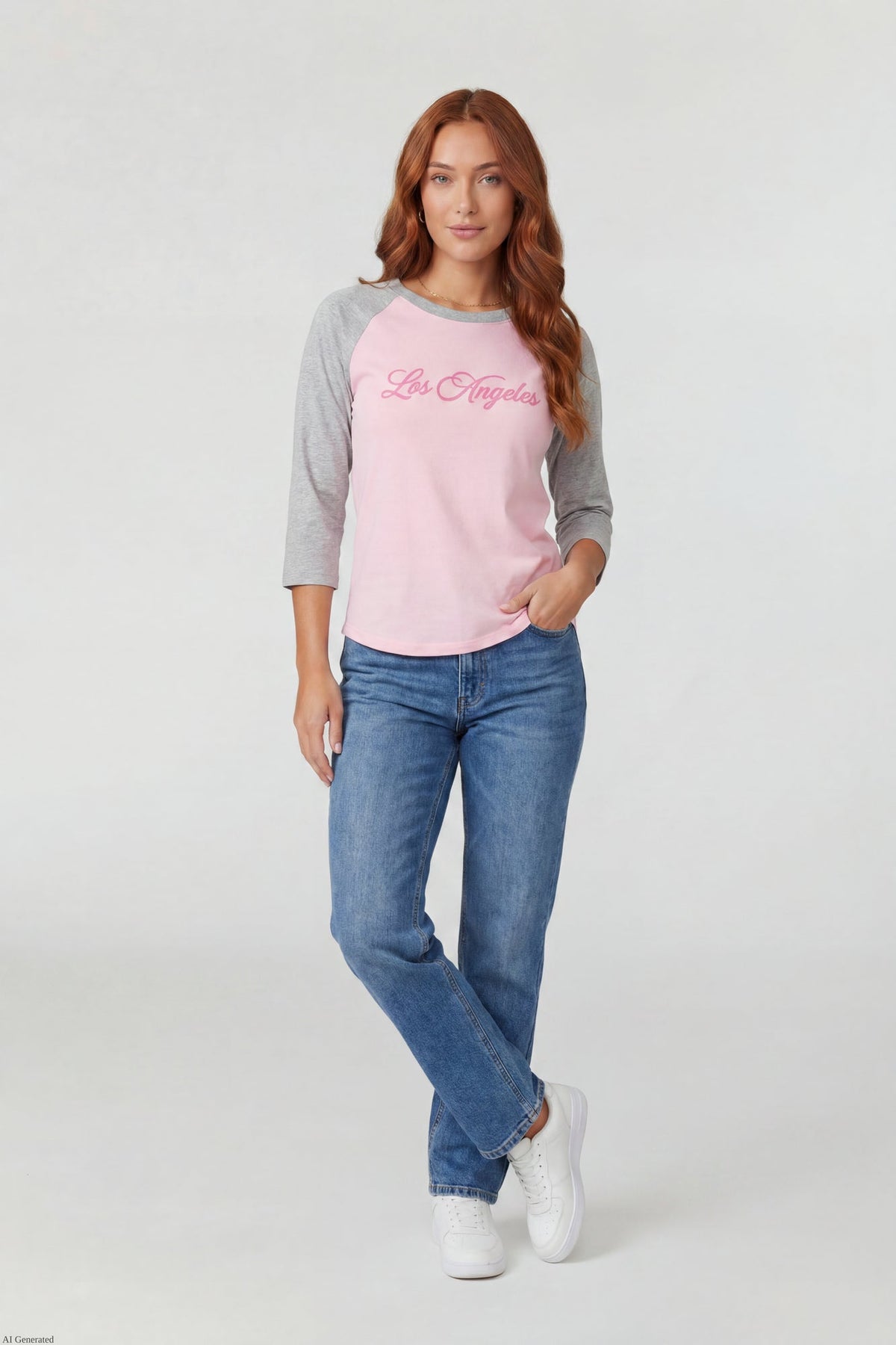 Graphic Raglan 3/4 Sleeve Top