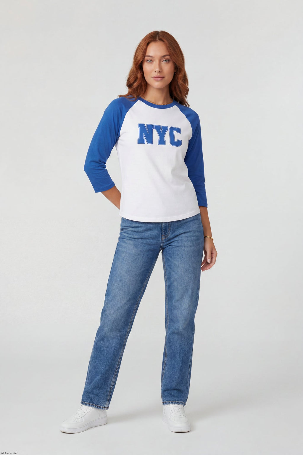 Graphic Raglan 3/4 Sleeve Top
