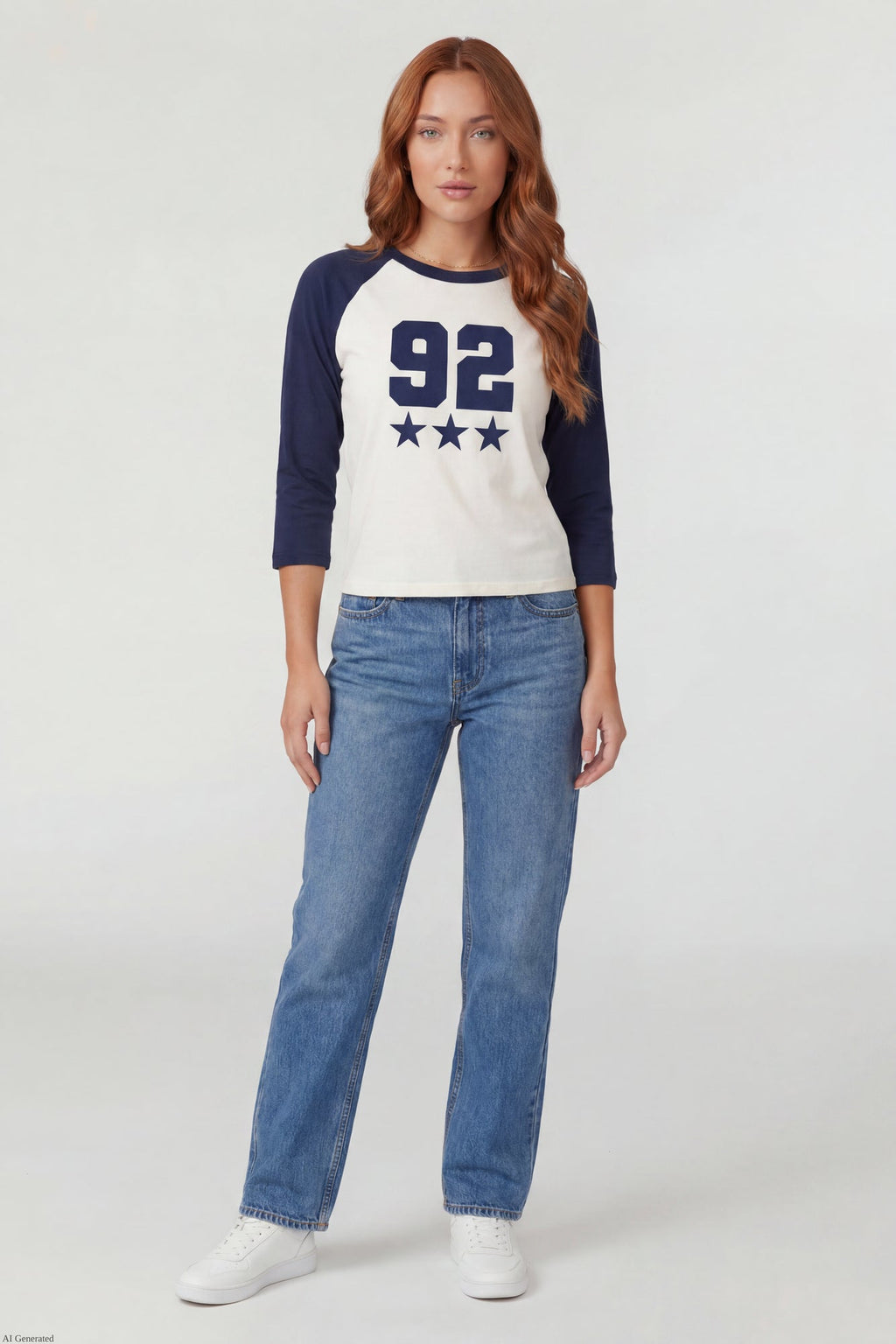 Graphic Raglan 3/4 Sleeve Top
