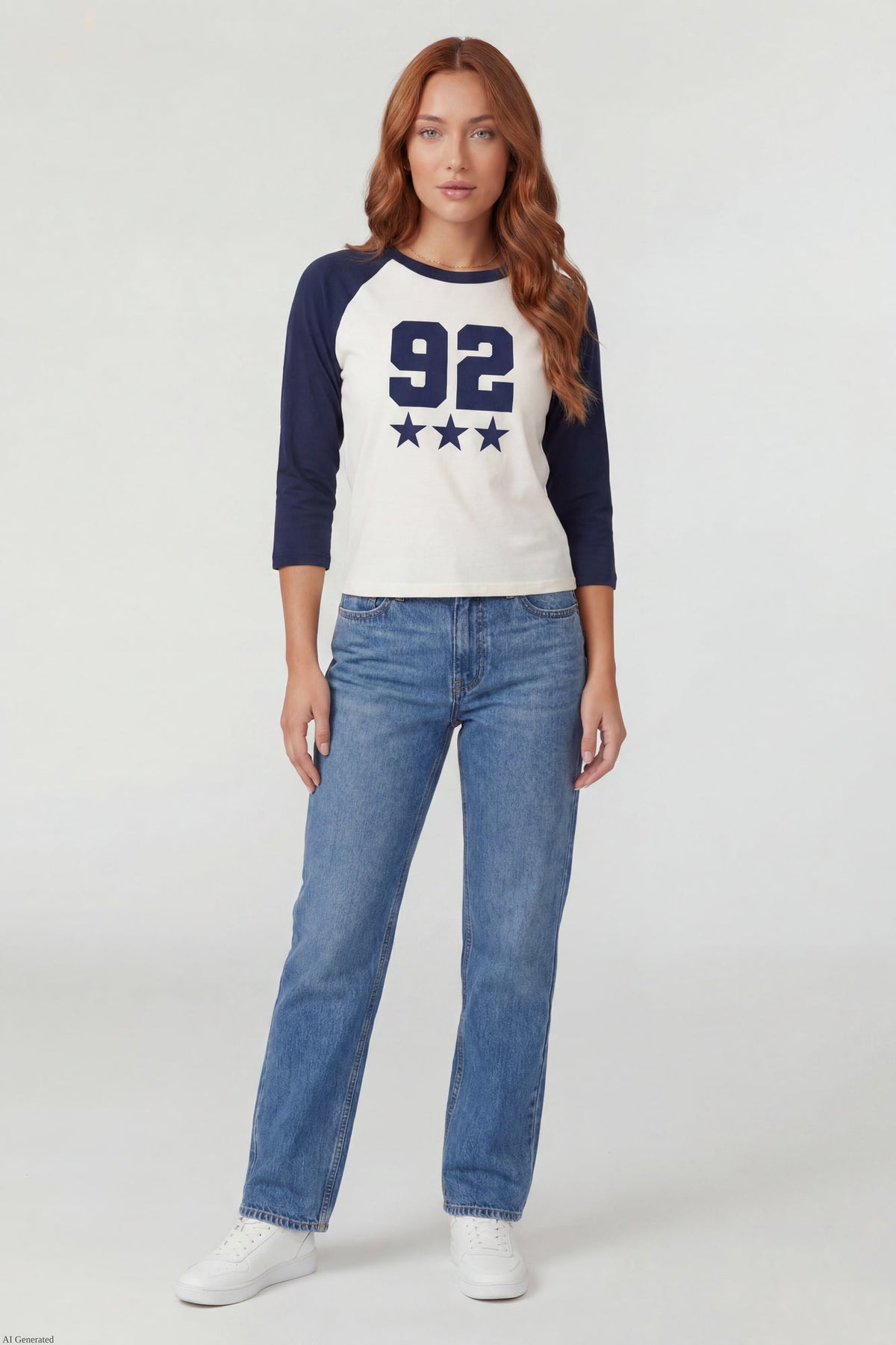 Graphic Raglan 3/4 Sleeve Top
