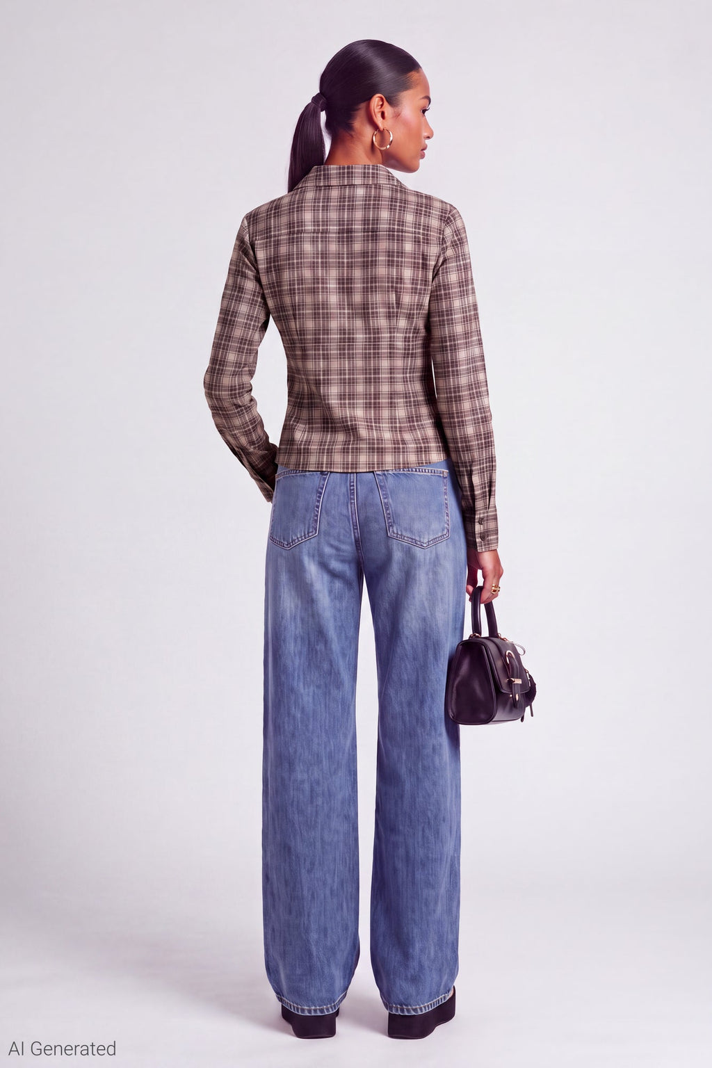 Plaid Poplin Button-Up Top