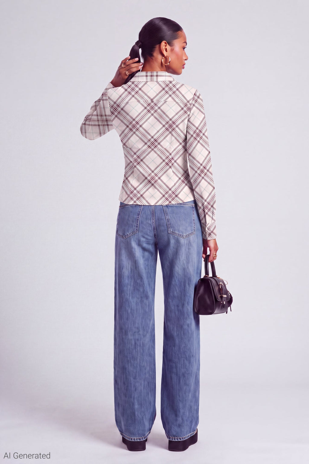 Plaid Poplin Button-Up Top