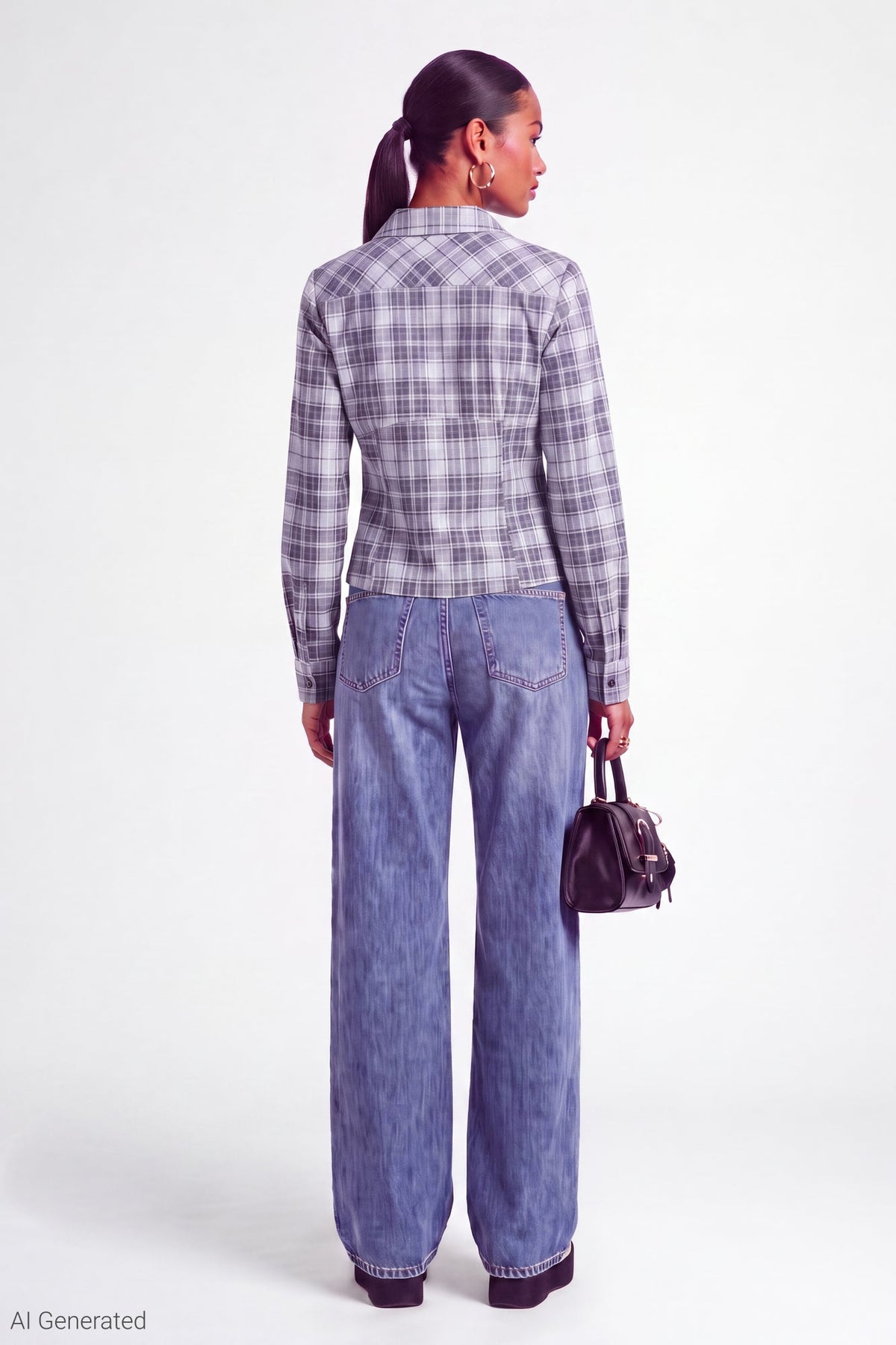 Plaid Poplin Button-Up Top