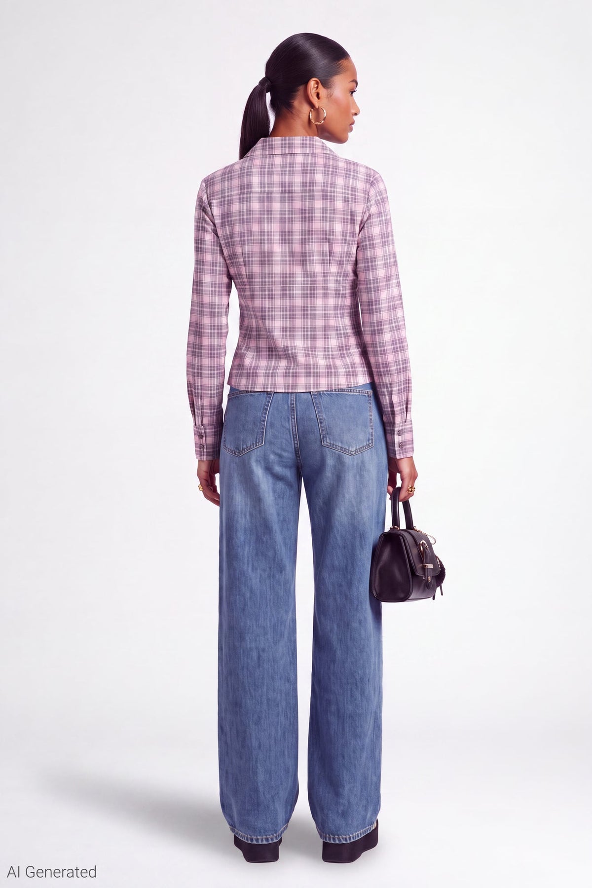 Plaid Poplin Button-Up Top