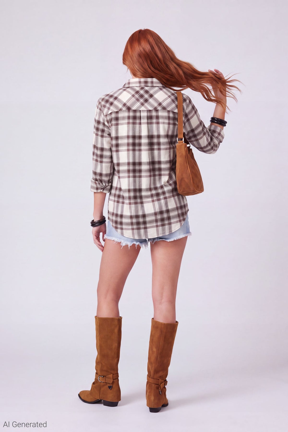Plaid Flannel Long Sleeve Button-Up Top
