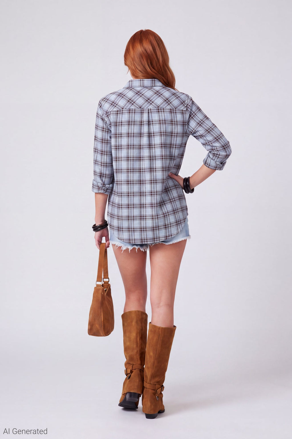 Plaid Flannel Long Sleeve Button-Up Top