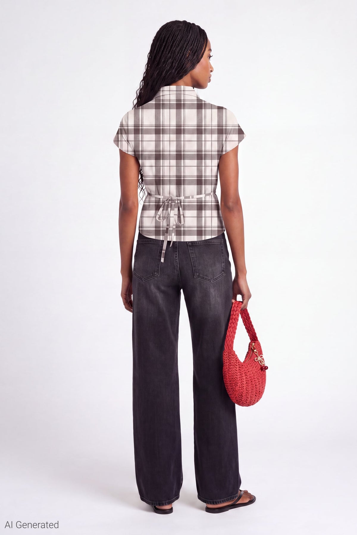 Plaid Flannel Short Sleeve Button-Up Top