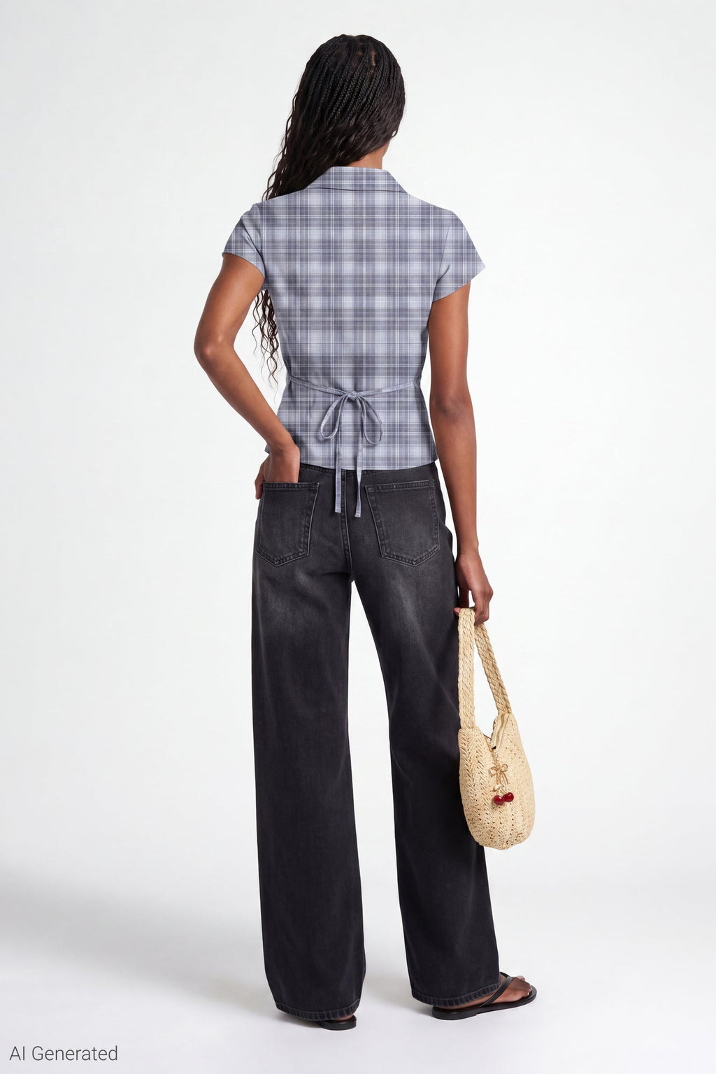 Plaid Flannel Short Sleeve Button-Up Top