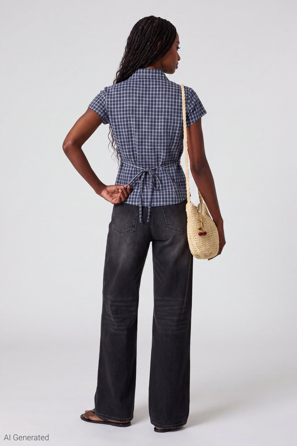 Plaid Flannel Short Sleeve Button-Up Top