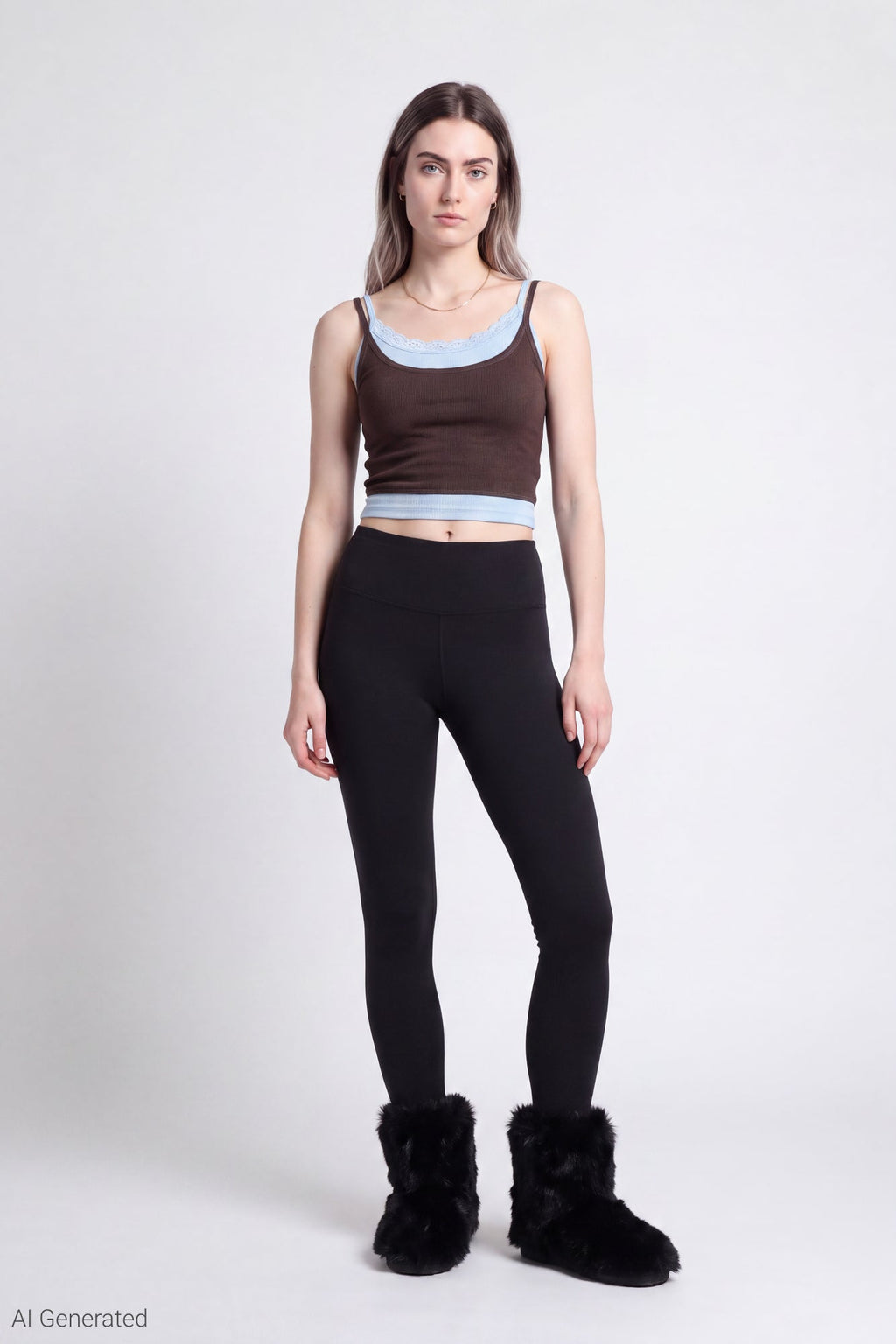 Ribbed Lace Trim Layered Twofer Tank