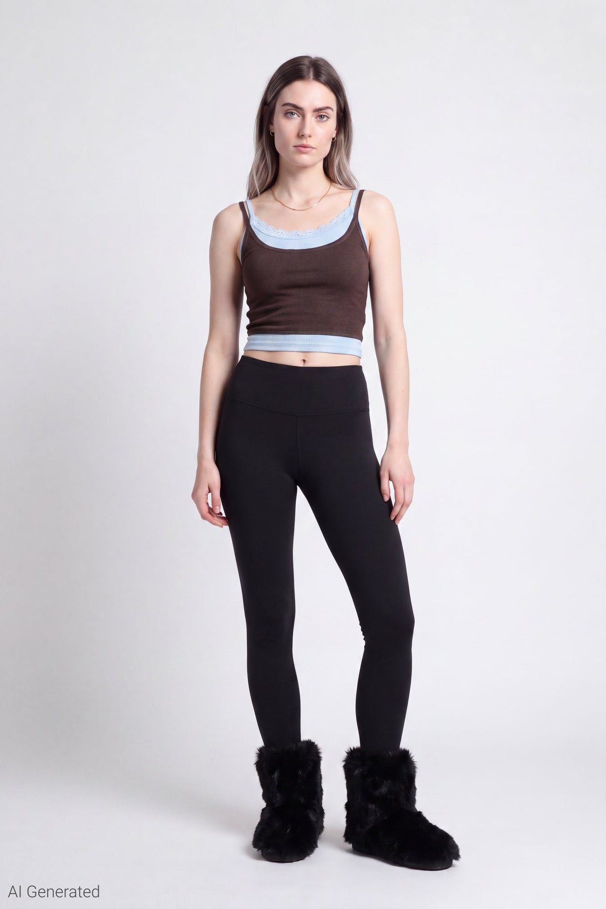 Ribbed Lace Trim Layered Twofer Tank