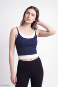Ribbed Lace Trim Layered Twofer Tank