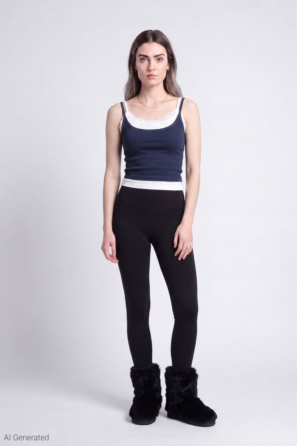 Ribbed Lace Trim Layered Twofer Tank