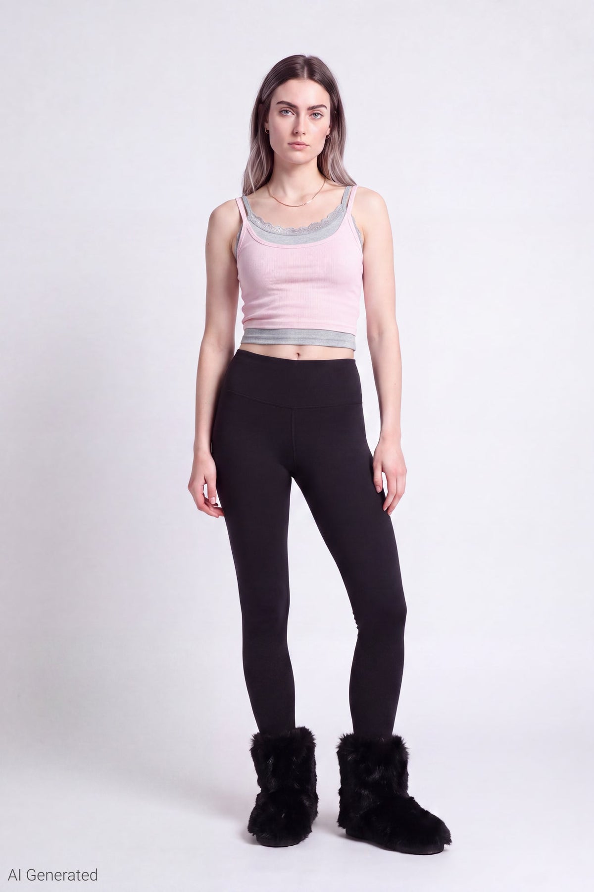 Ribbed Lace Trim Layered Twofer Tank
