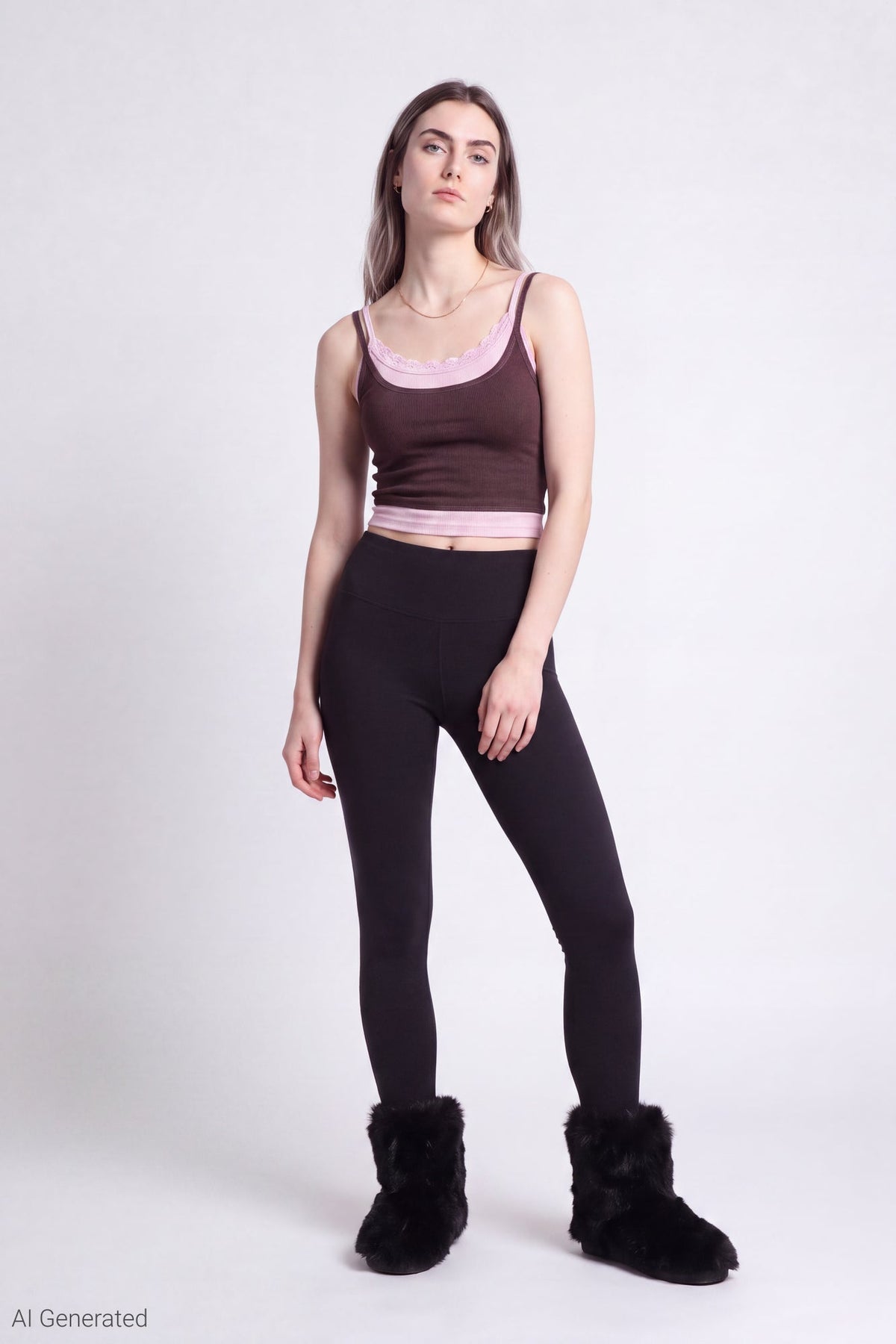 Ribbed Lace Trim Layered Twofer Tank