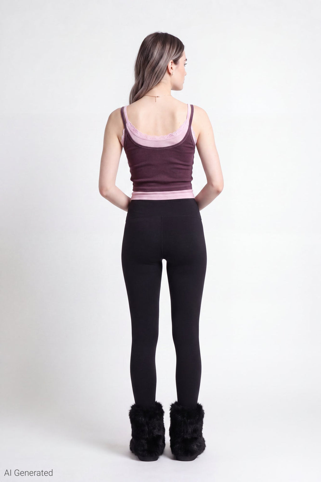Ribbed Lace Trim Layered Twofer Tank