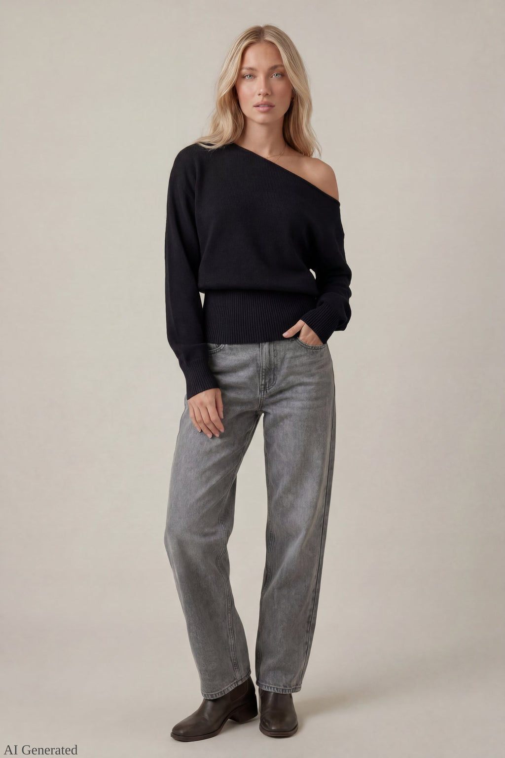 Ribbed Off-Shoulder Sweater