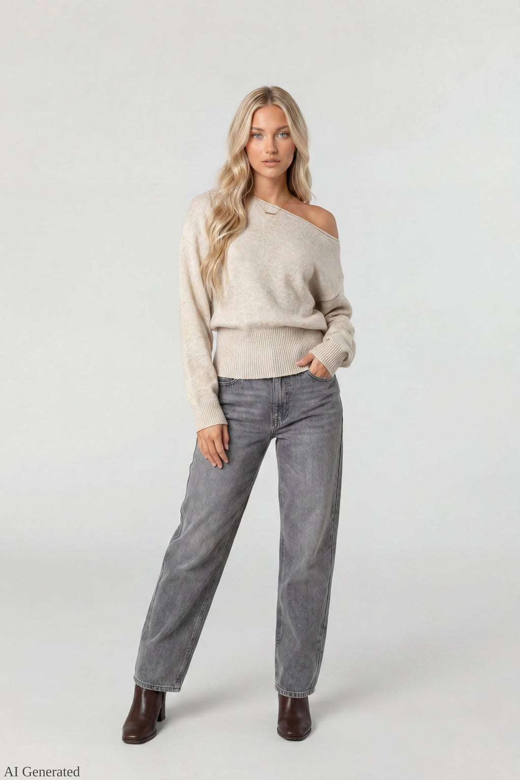Ribbed Off-Shoulder Sweater