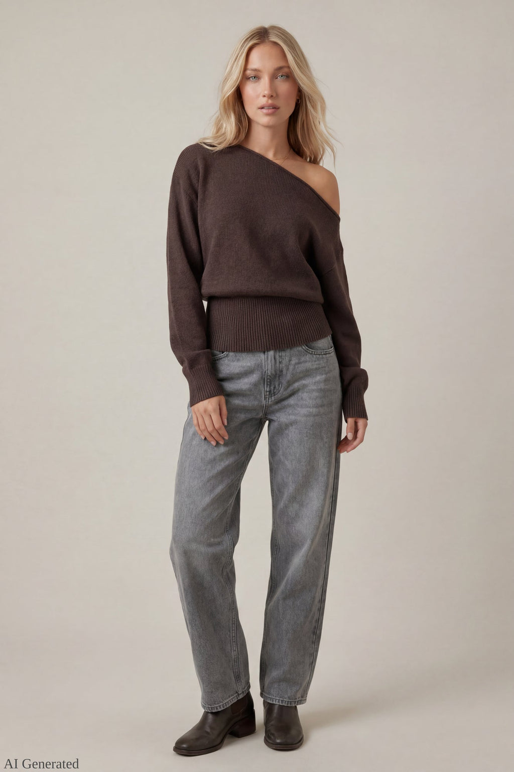 Ribbed Off-Shoulder Sweater