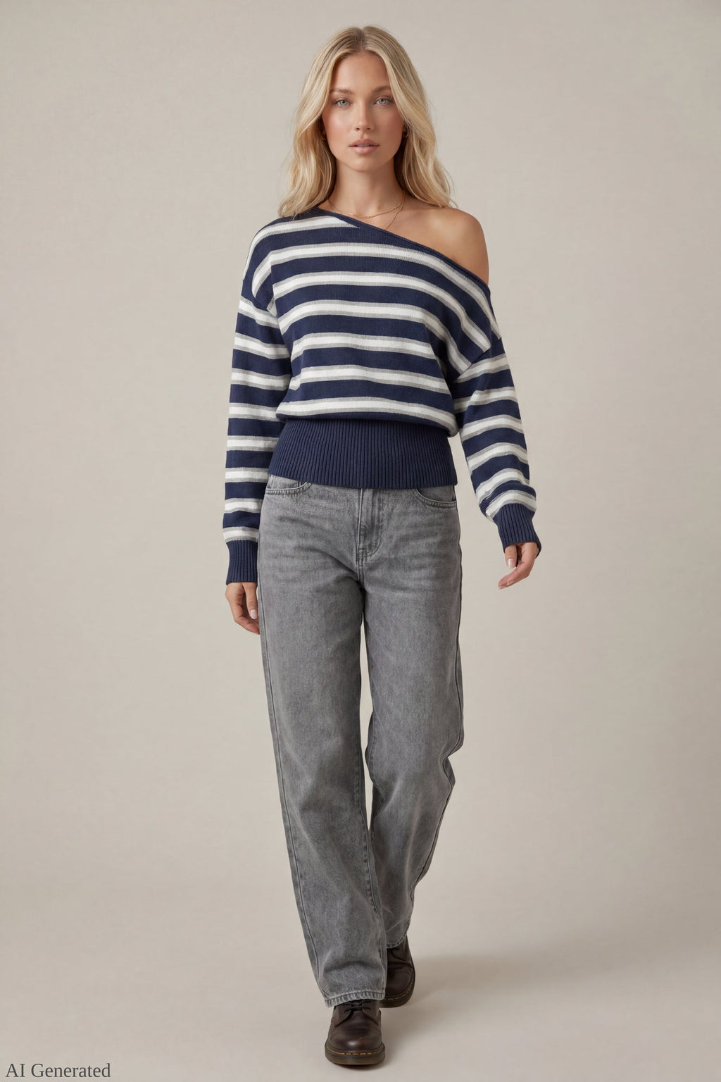 Ribbed Off-Shoulder Sweater