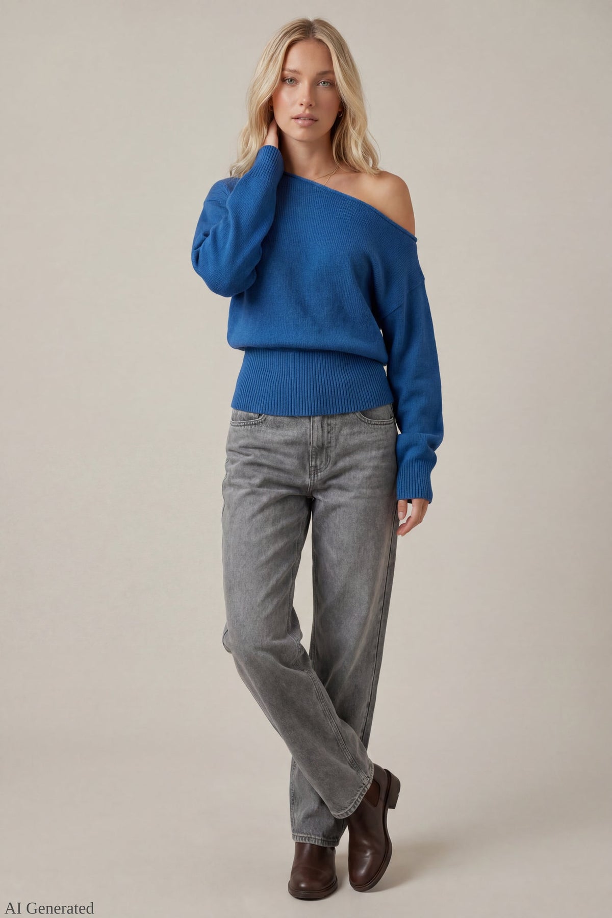 Ribbed Off-Shoulder Sweater