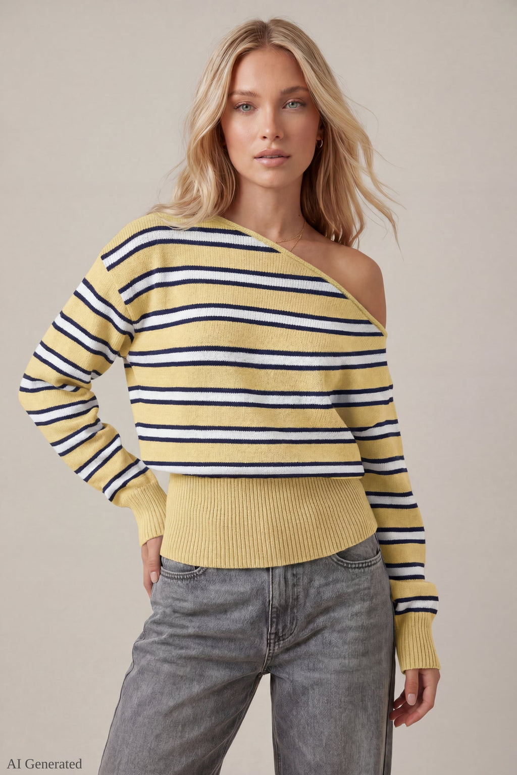 Ribbed Off-Shoulder Sweater