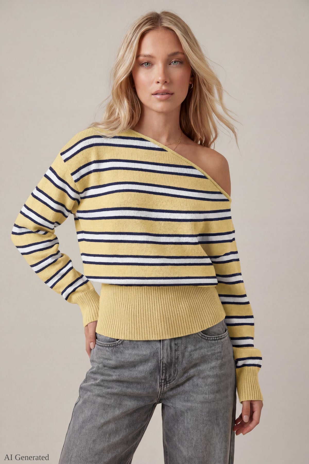 Ribbed Off-Shoulder Sweater