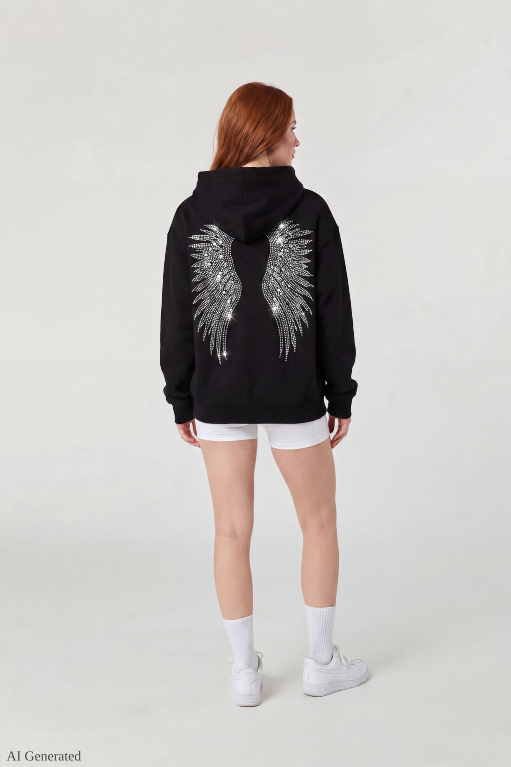 Oversized Fleece Angel Wing Hoodie