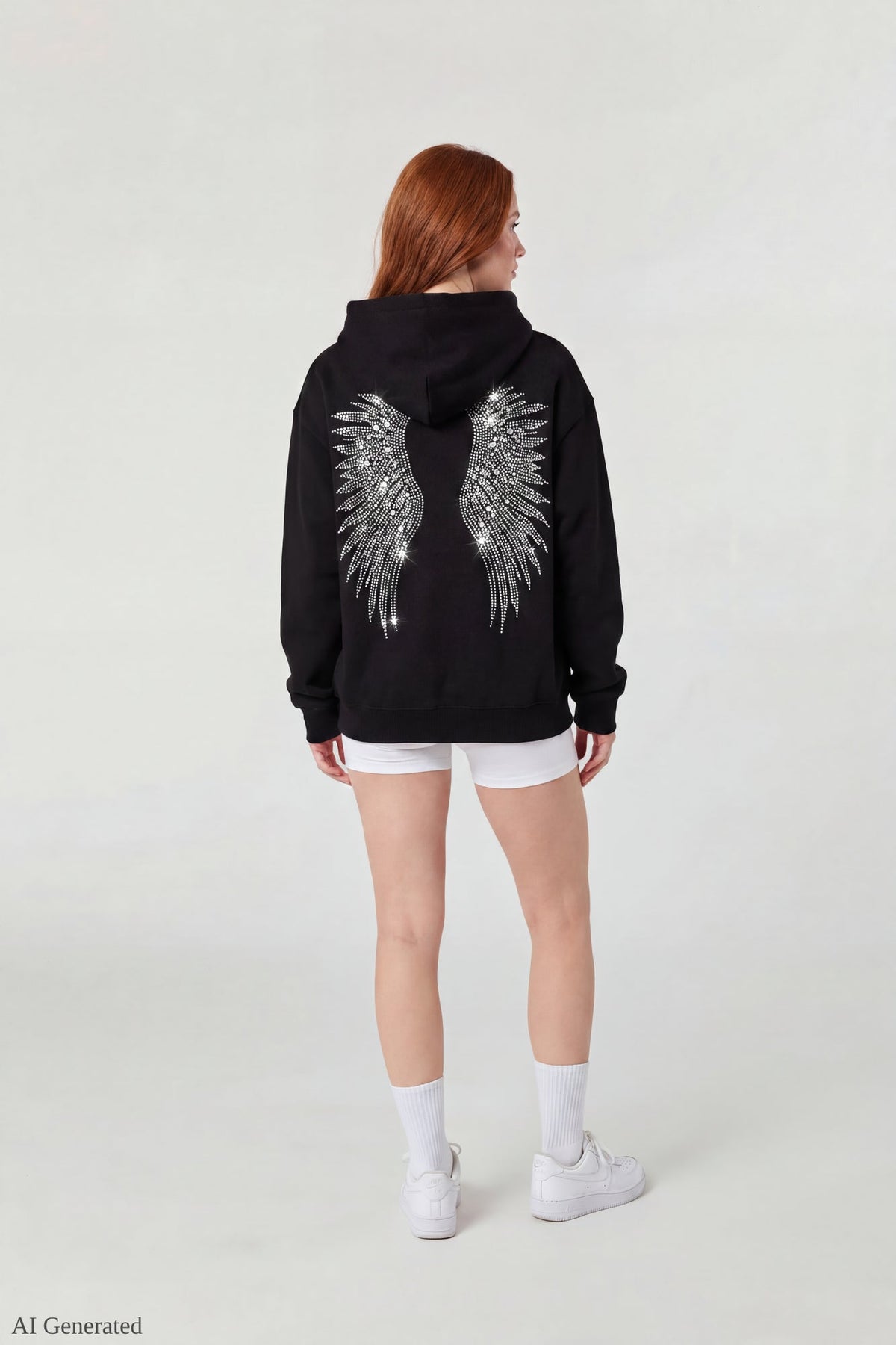 Oversized Fleece Angel Wing Hoodie