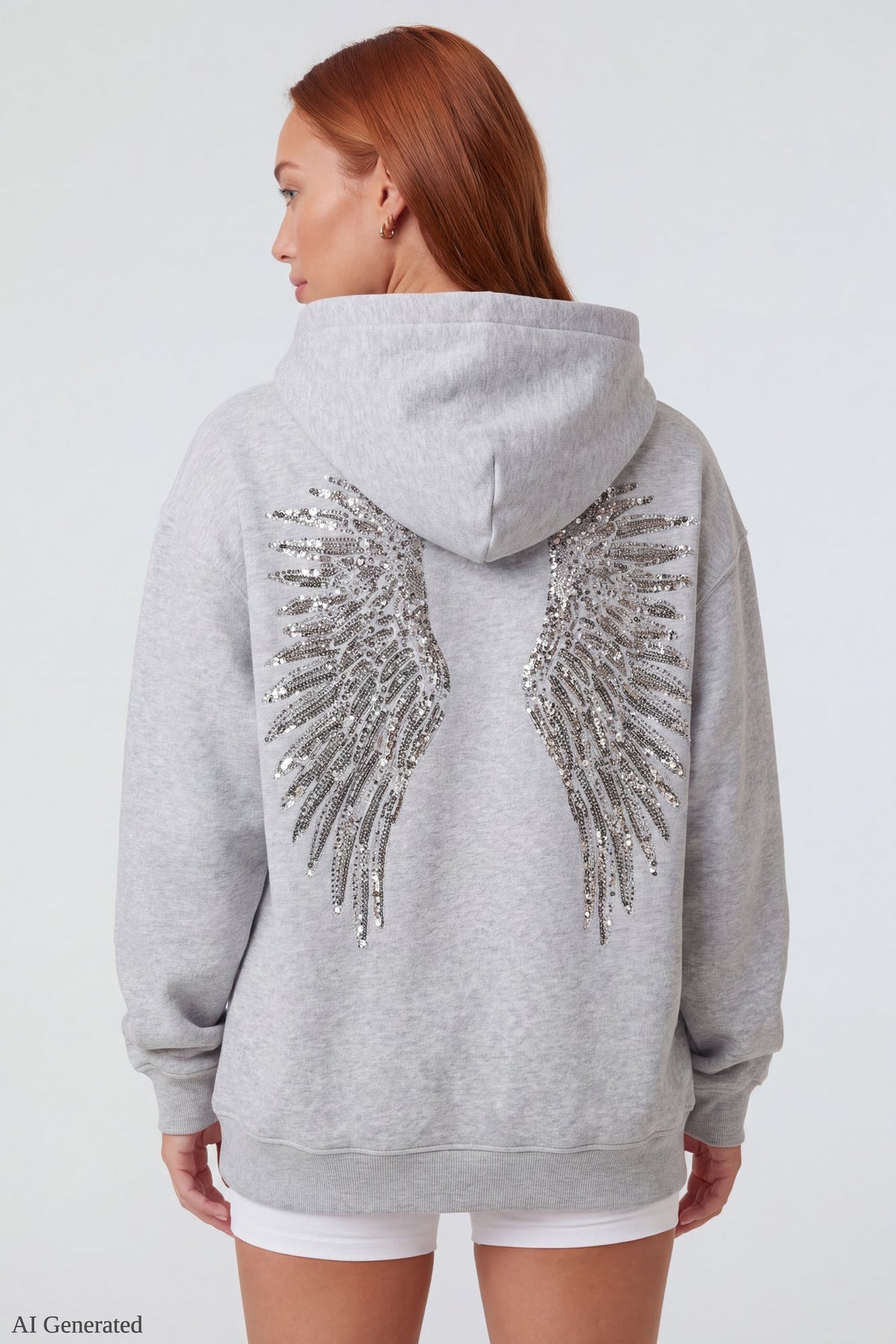 Oversized Fleece Angel Wing Hoodie