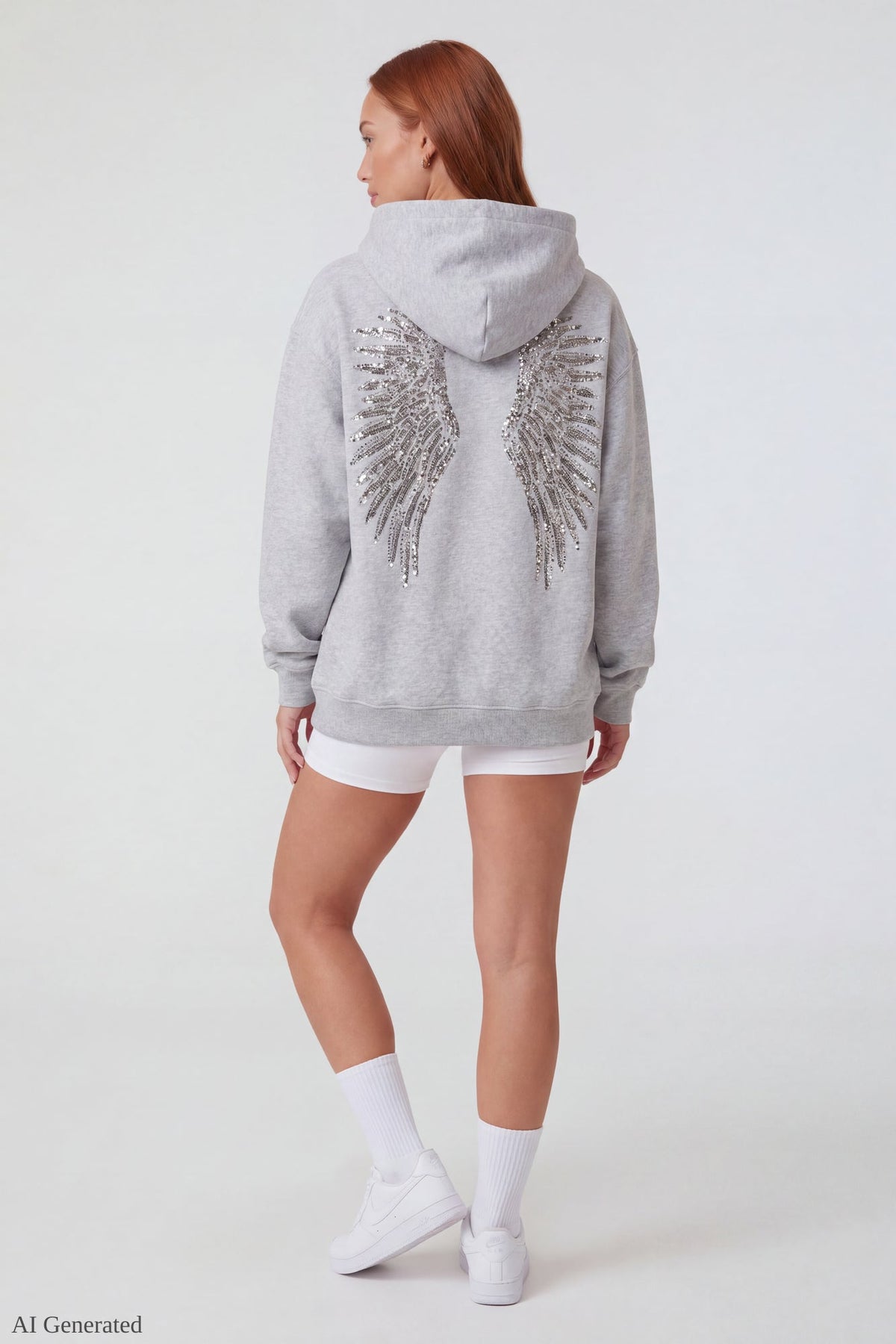 Oversized Fleece Angel Wing Hoodie