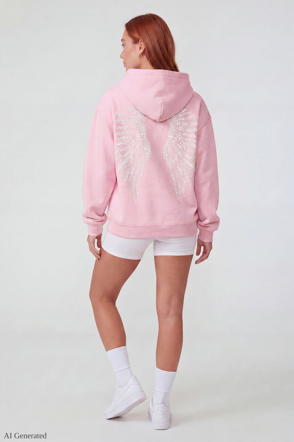 Oversized Fleece Angel Wing Hoodie
