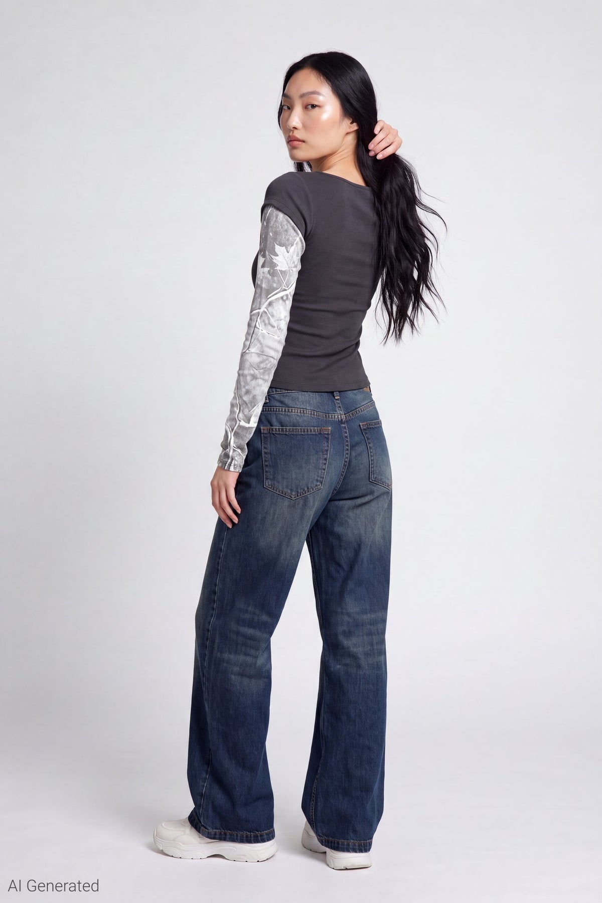 Twofer Boatneck Long Sleeve Top