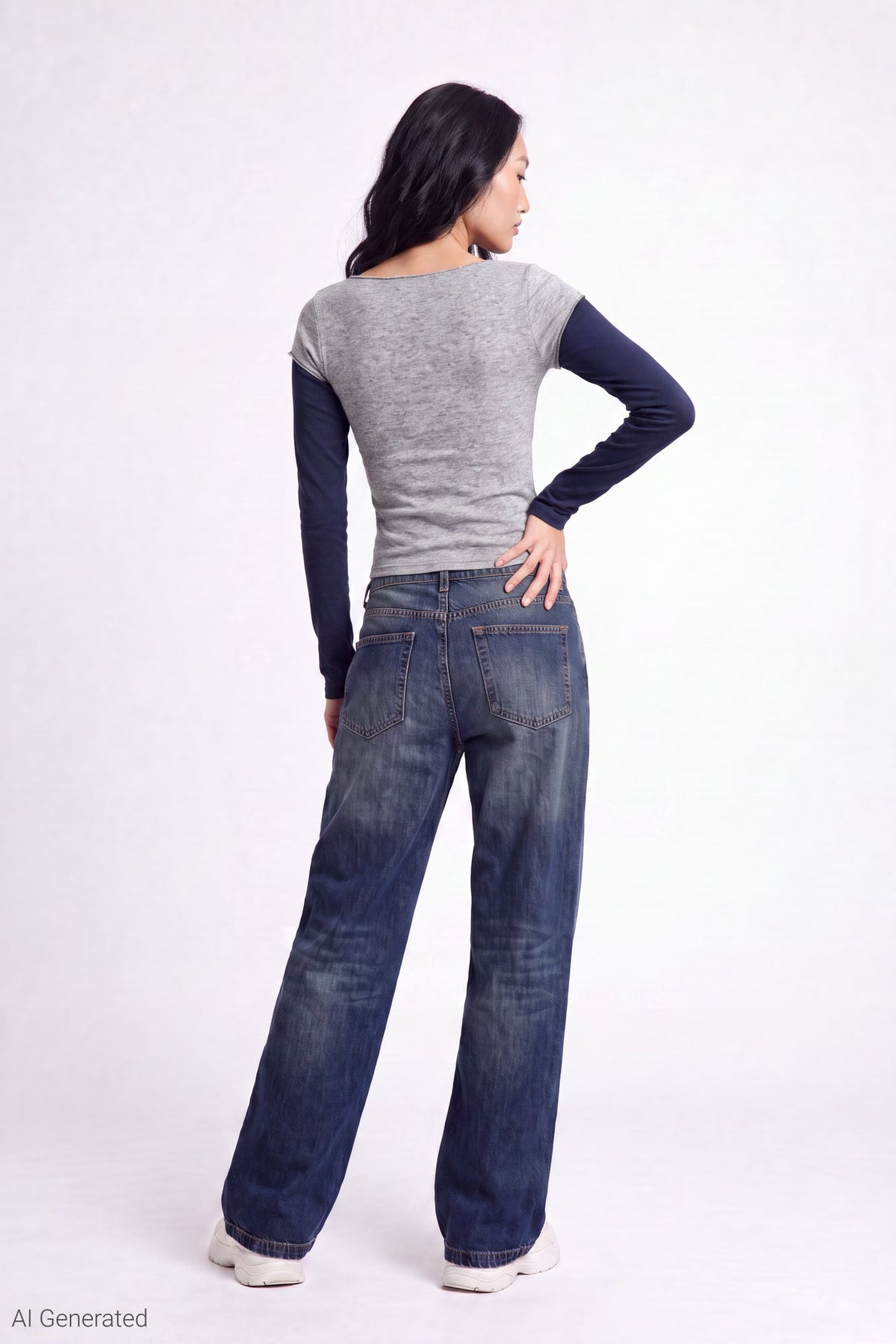 Twofer Boatneck Long Sleeve Top