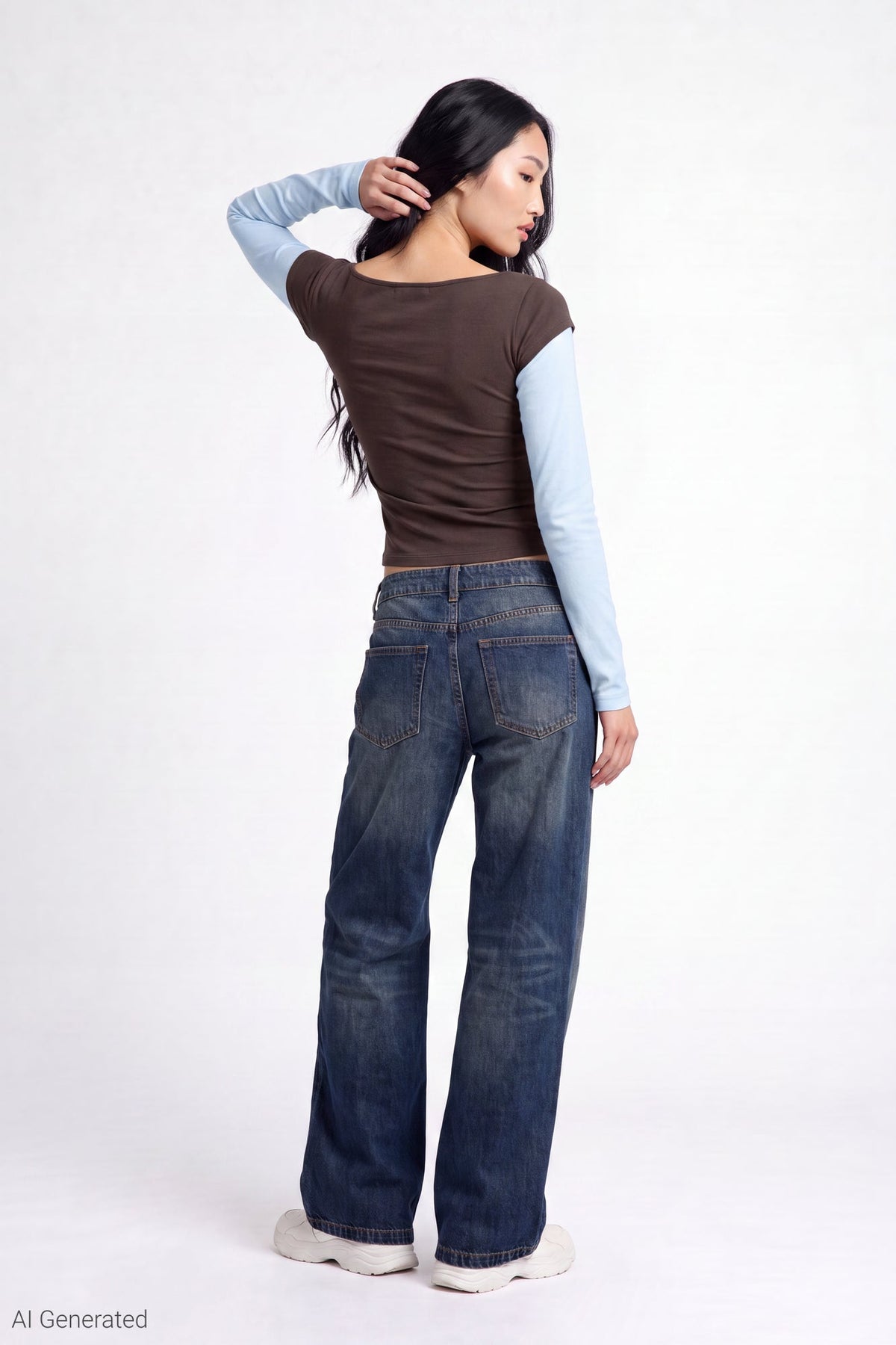 Twofer Boatneck Long Sleeve Top