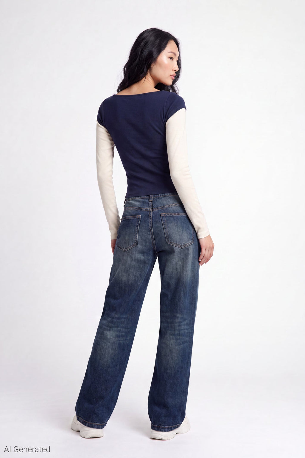 Twofer Boatneck Long Sleeve Top