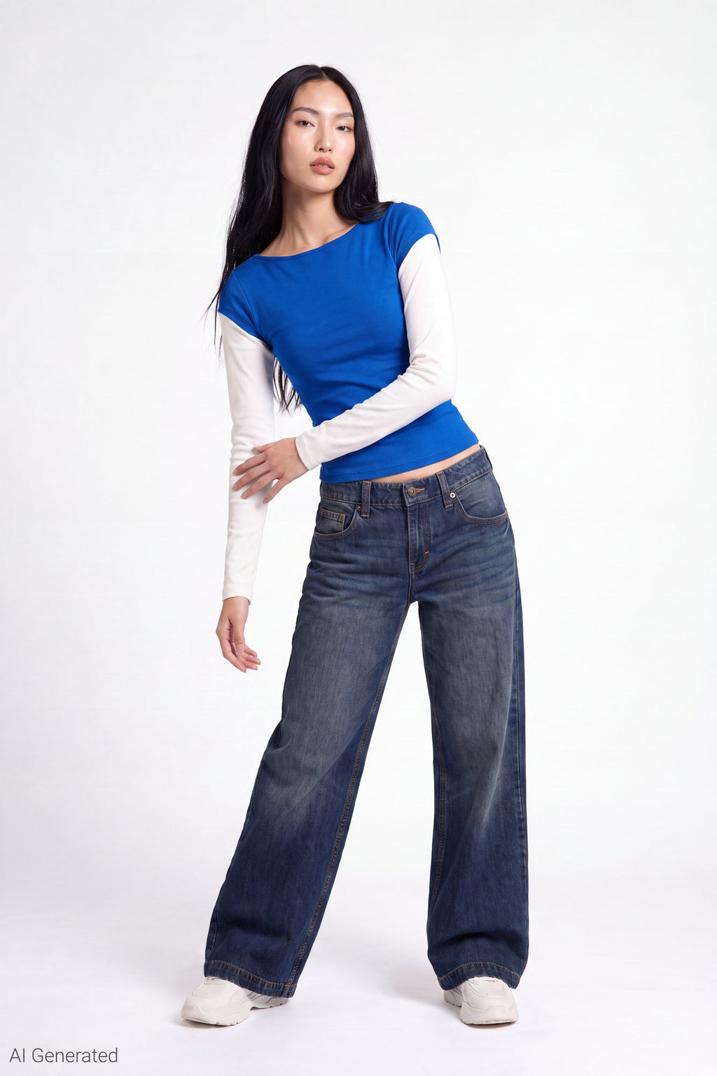 Twofer Boatneck Long Sleeve Top
