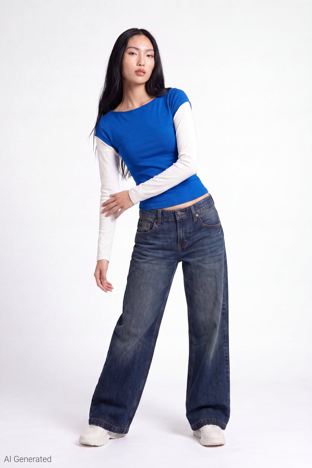 Twofer Boatneck Long Sleeve Top