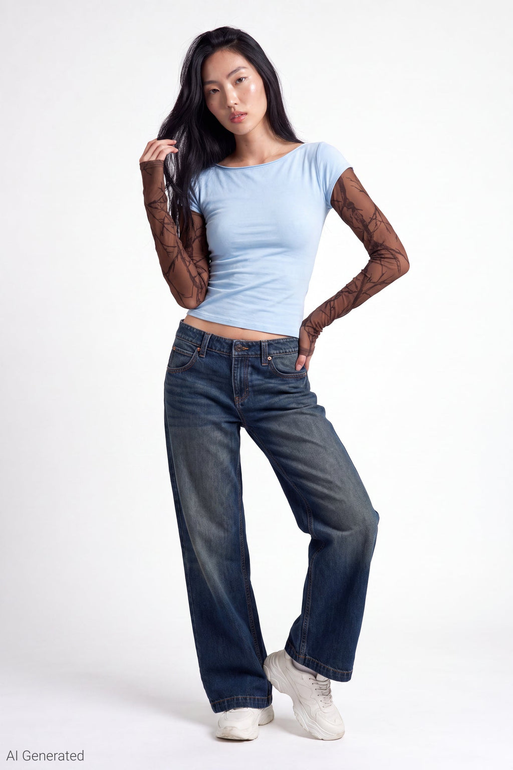 Twofer Boatneck Long Sleeve Top