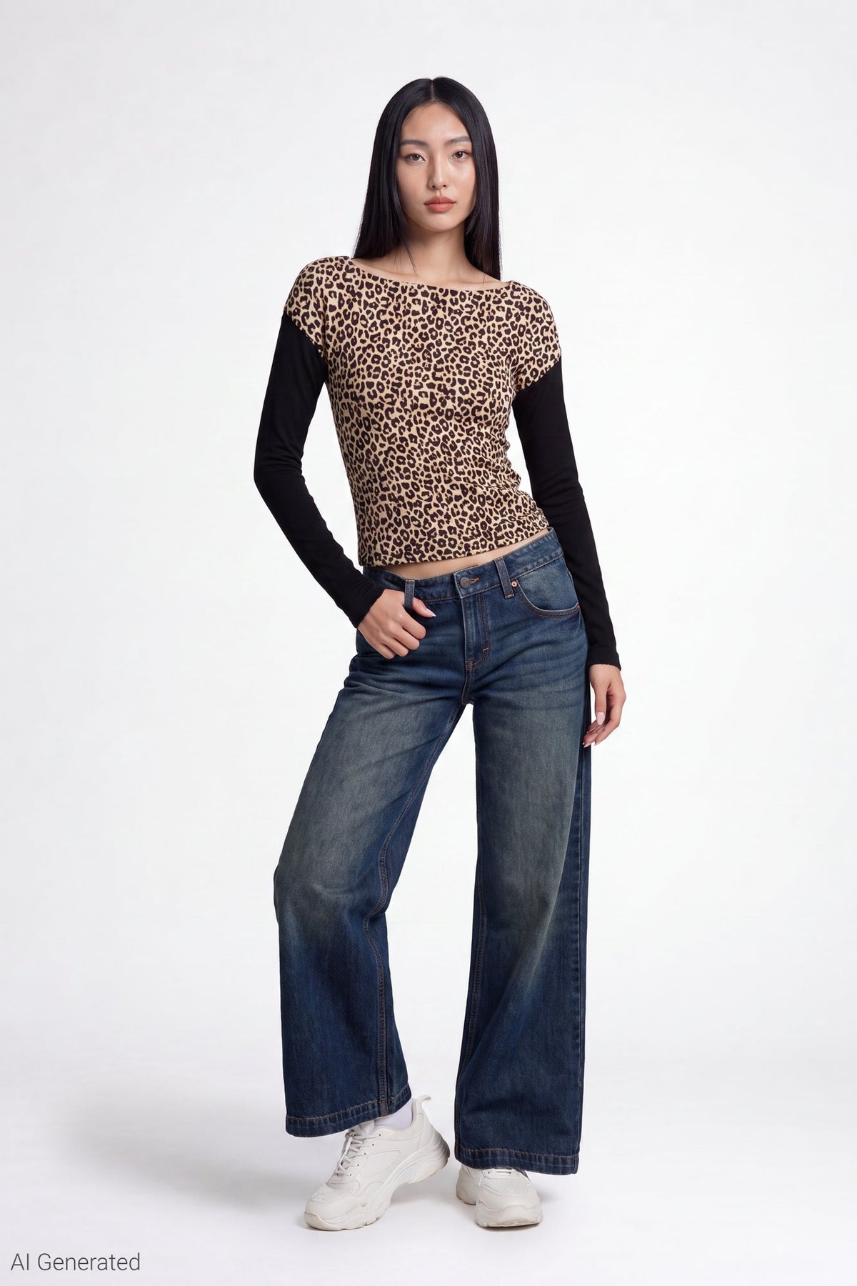 Twofer Boatneck Long Sleeve Top