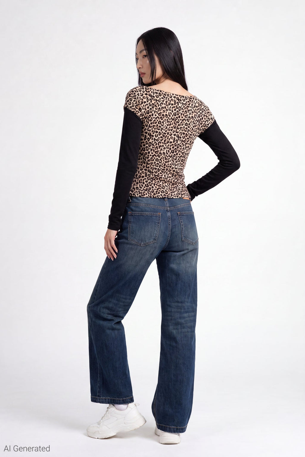Twofer Boatneck Long Sleeve Top
