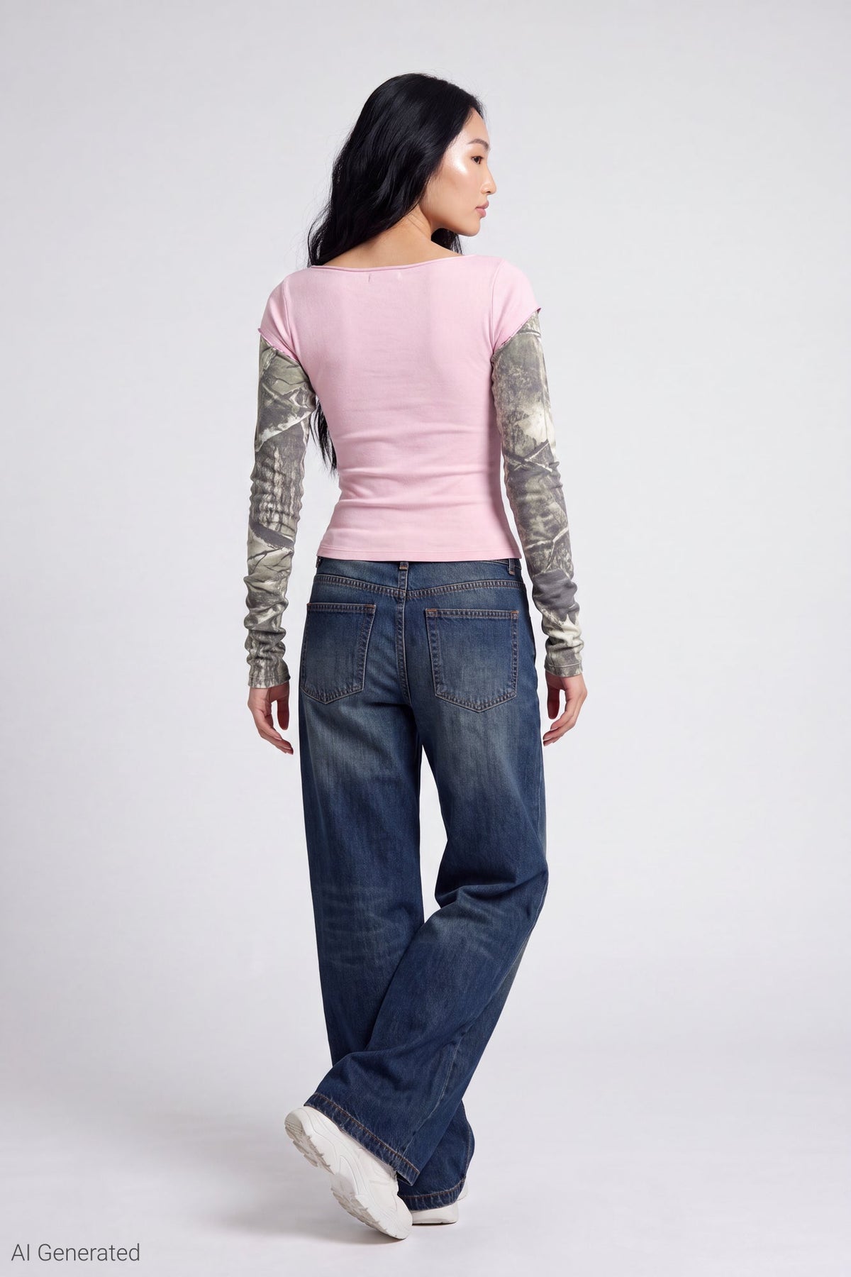 Twofer Boatneck Long Sleeve Top
