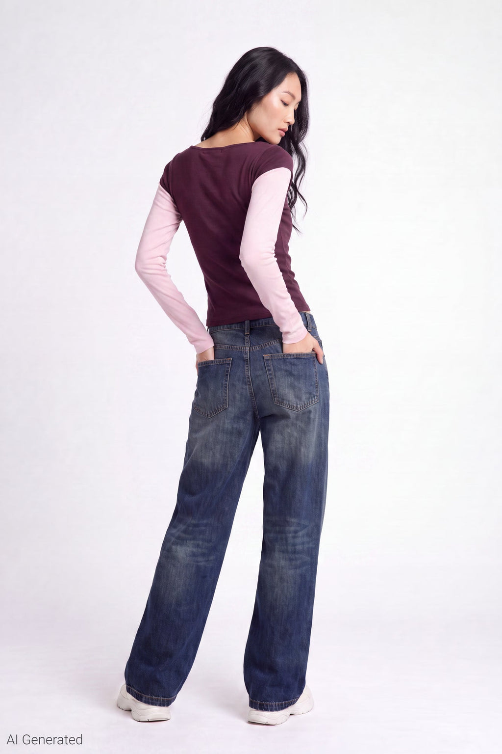 Twofer Boatneck Long Sleeve Top