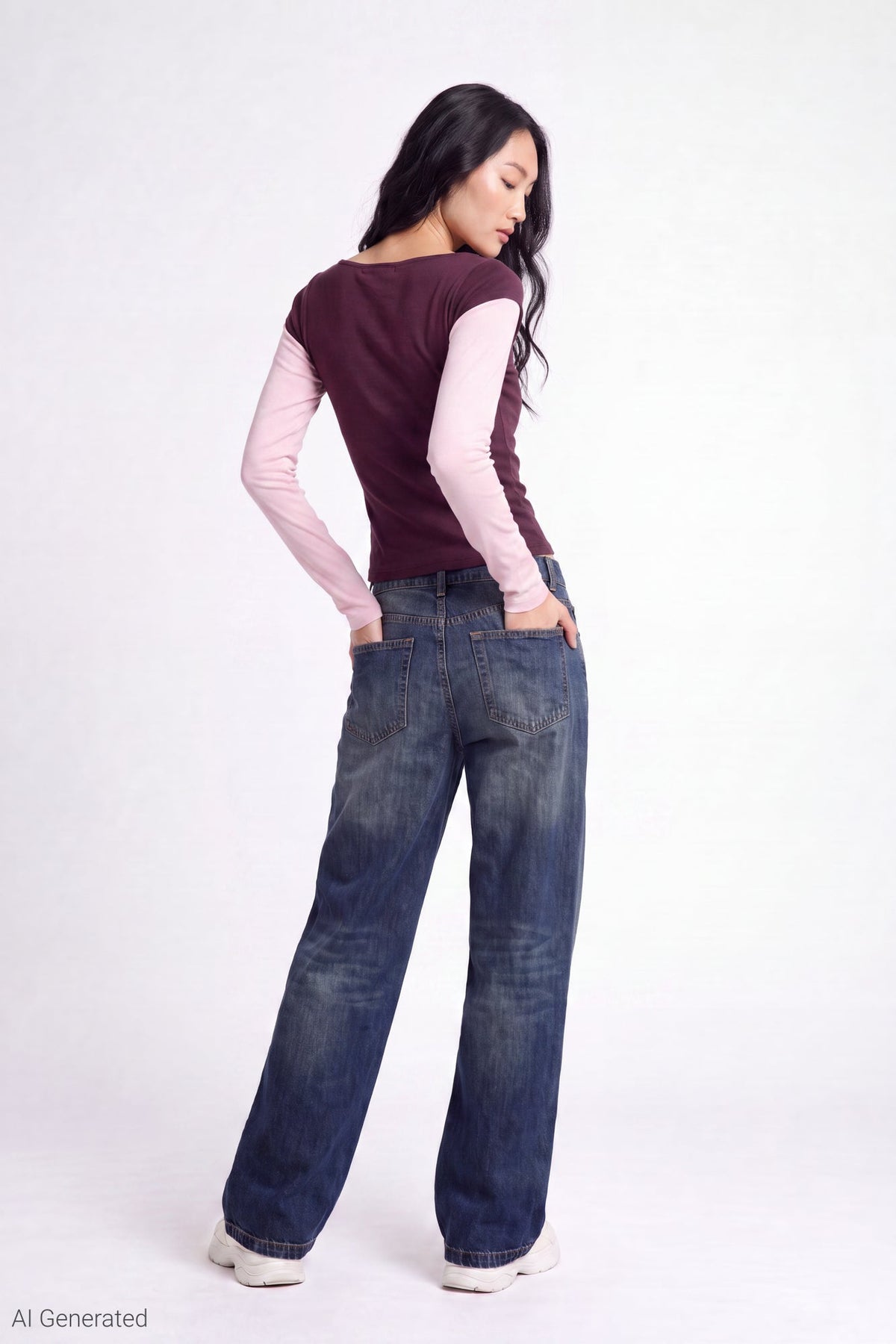 Twofer Boatneck Long Sleeve Top