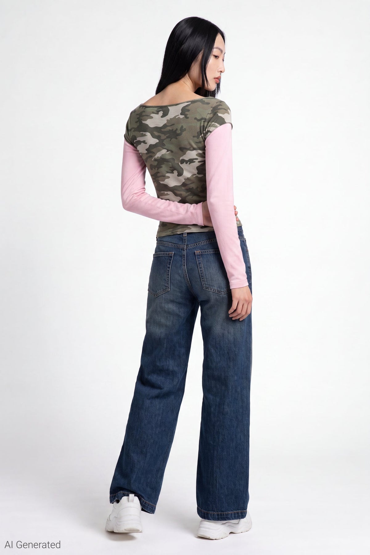 Twofer Boatneck Long Sleeve Top
