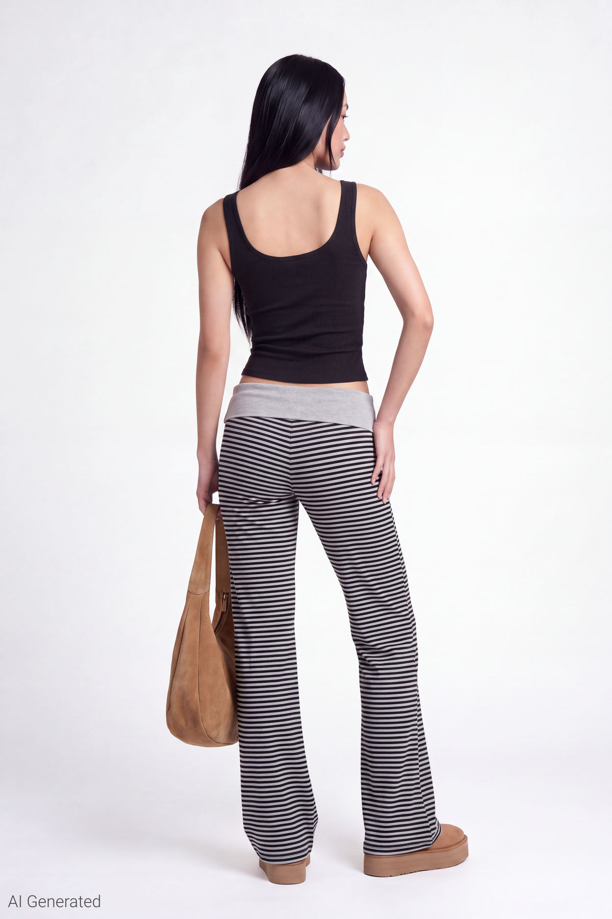 Printed Foldover Waist Pant