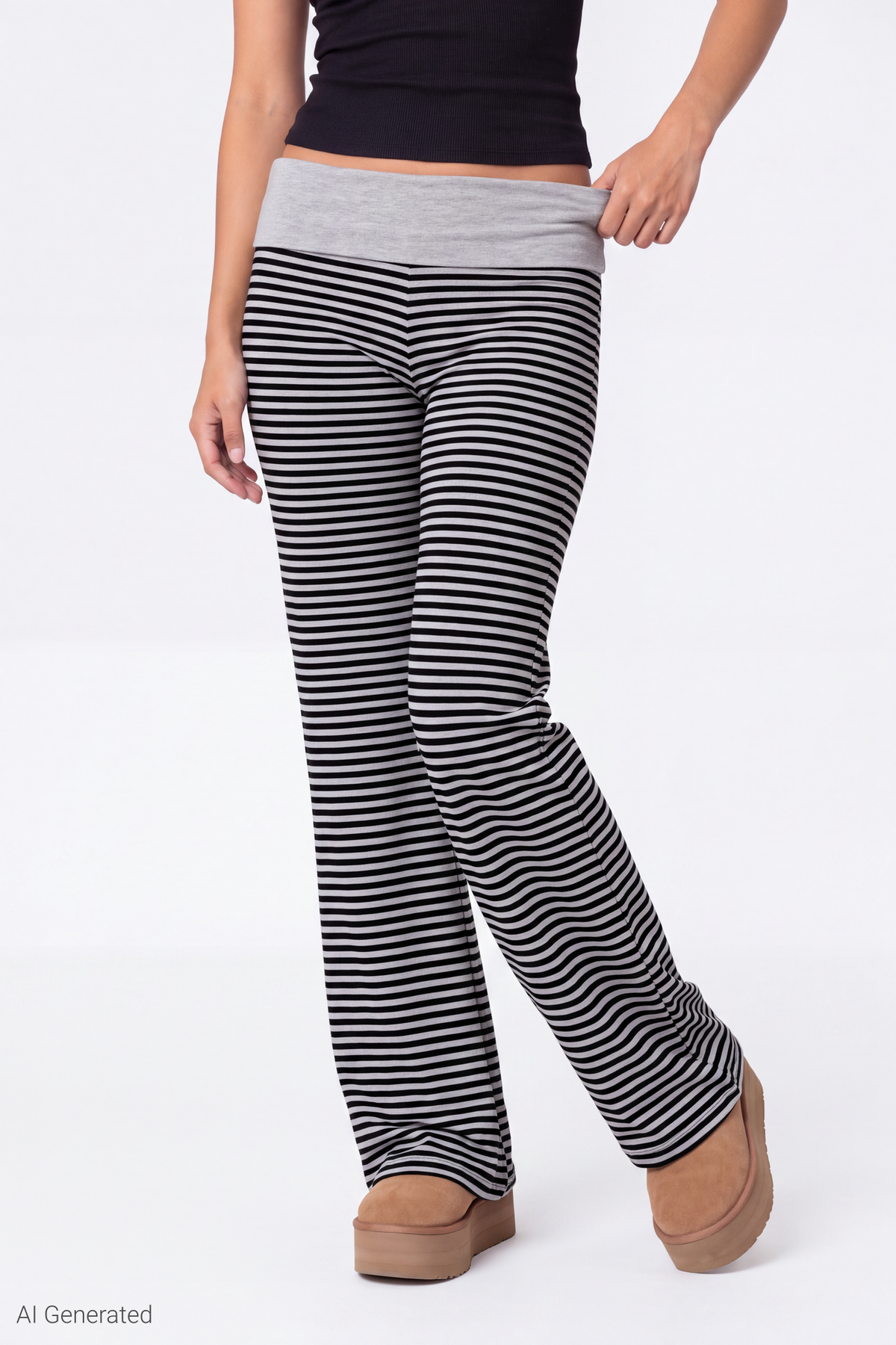 Printed Foldover Waist Pant