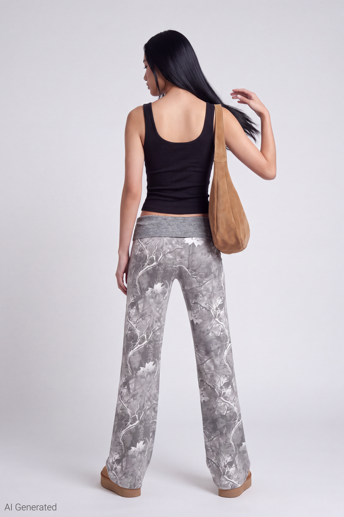 Printed Foldover Waist Pant