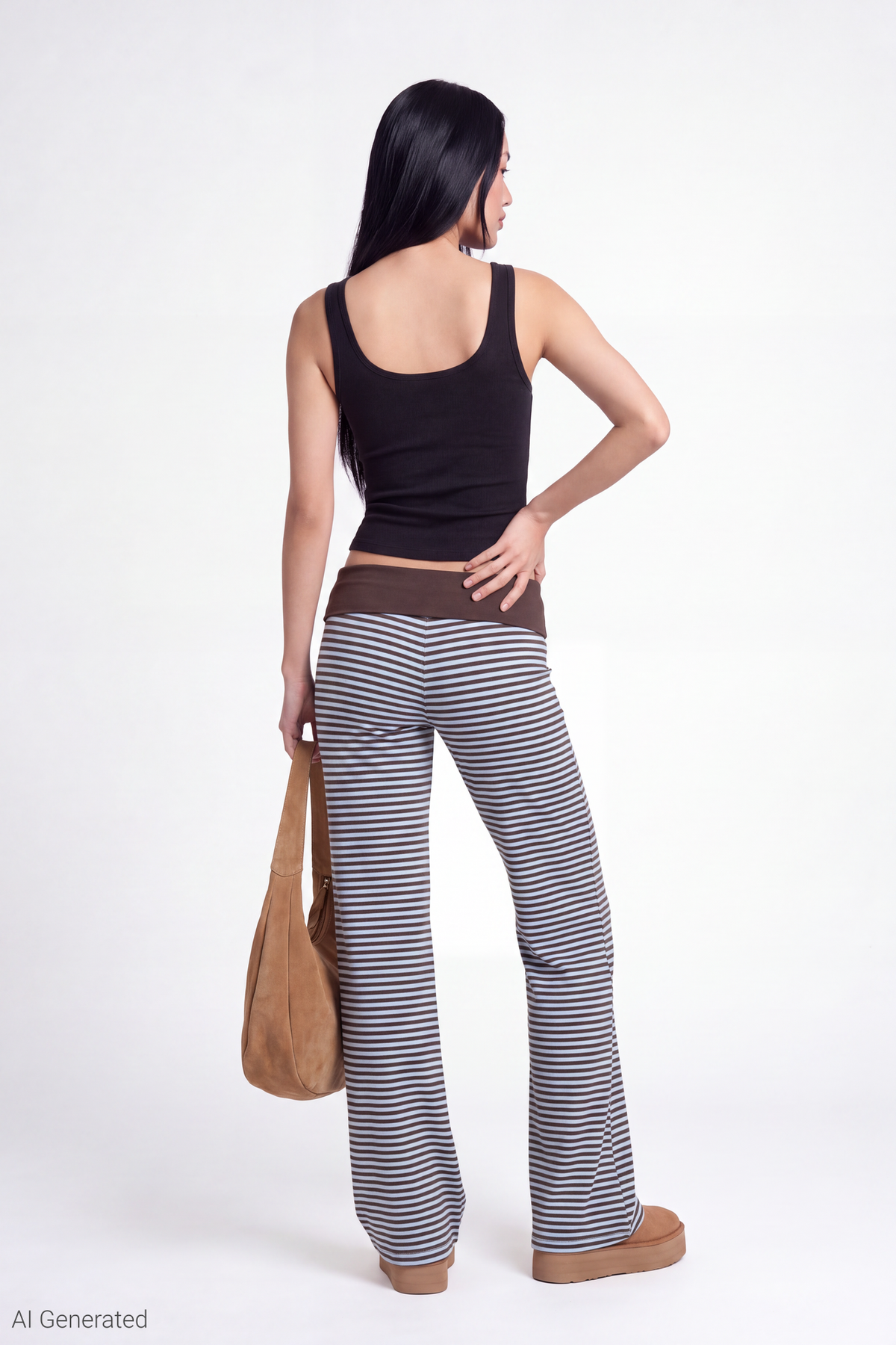 Printed Foldover Waist Pant