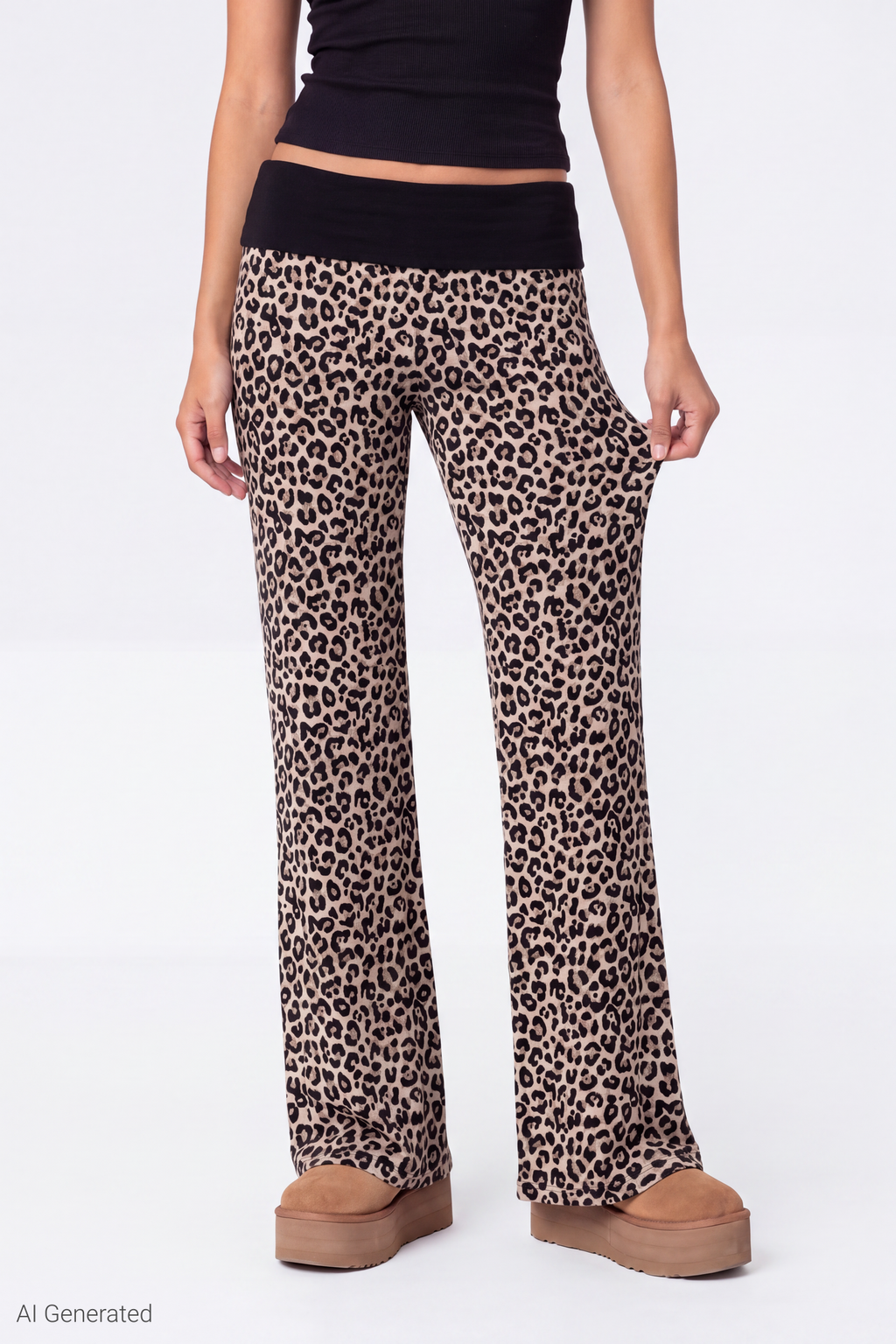 Printed Foldover Waist Pant
